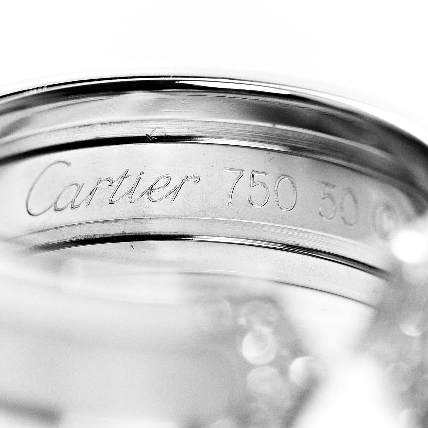 Cartier 18K White Gold Diamond 6.5mm Logo De Ring 50 5.25 4 of 5