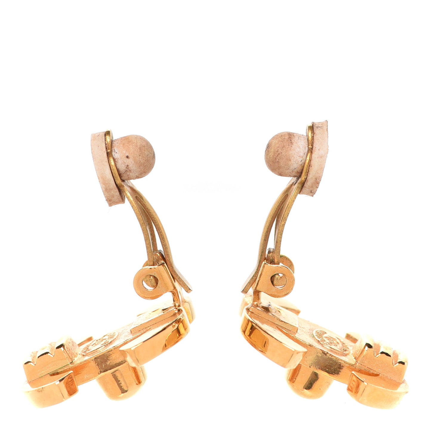 Metal CC Turnlock Clip On Earrings Gold