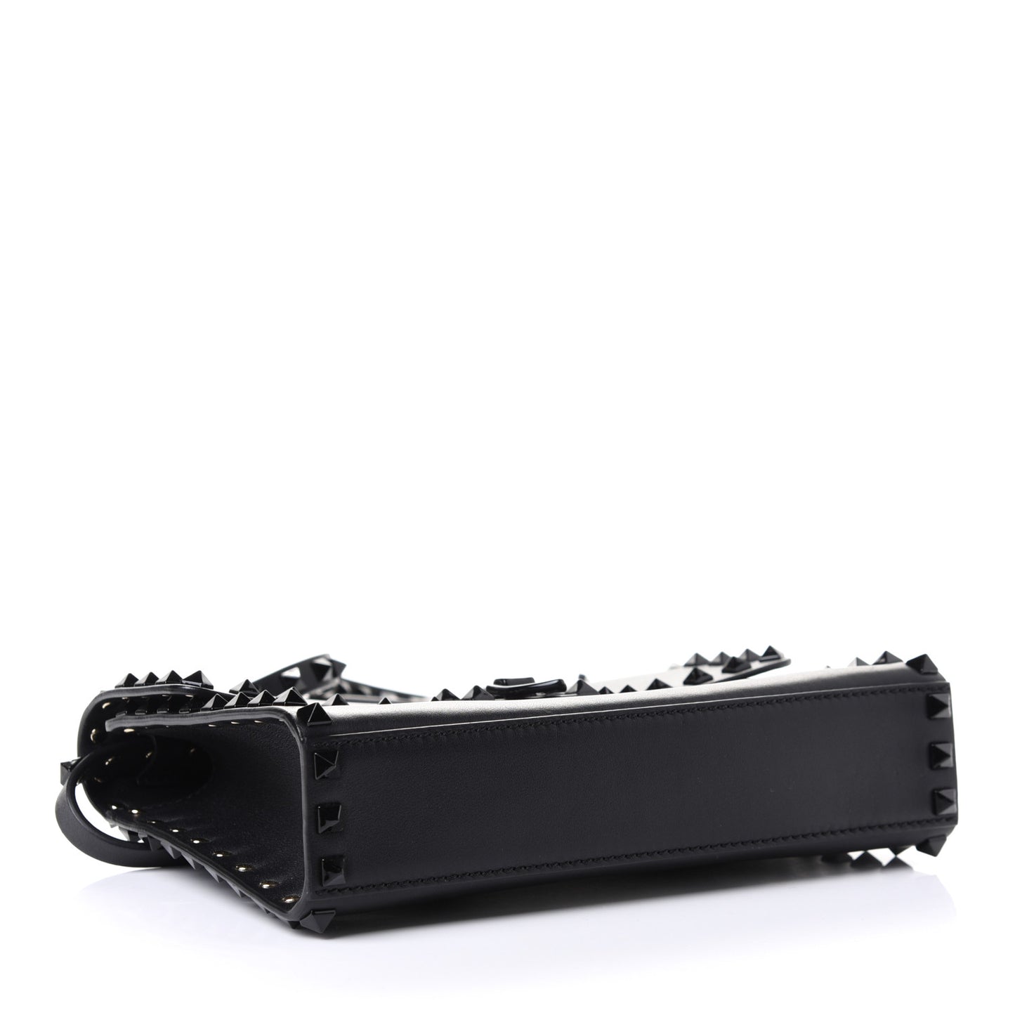 Vitello Monochrome Medium Rockstud Flip Lock Crossbody Bag Black