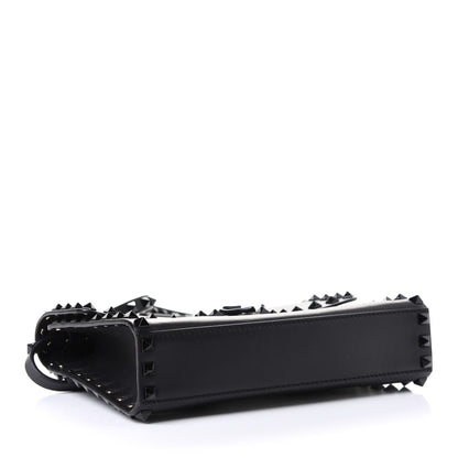 Valentino Garavani Vitello Monochrome Medium Rockstud Flip Lock Crossbody Bag Black 3 of 4
