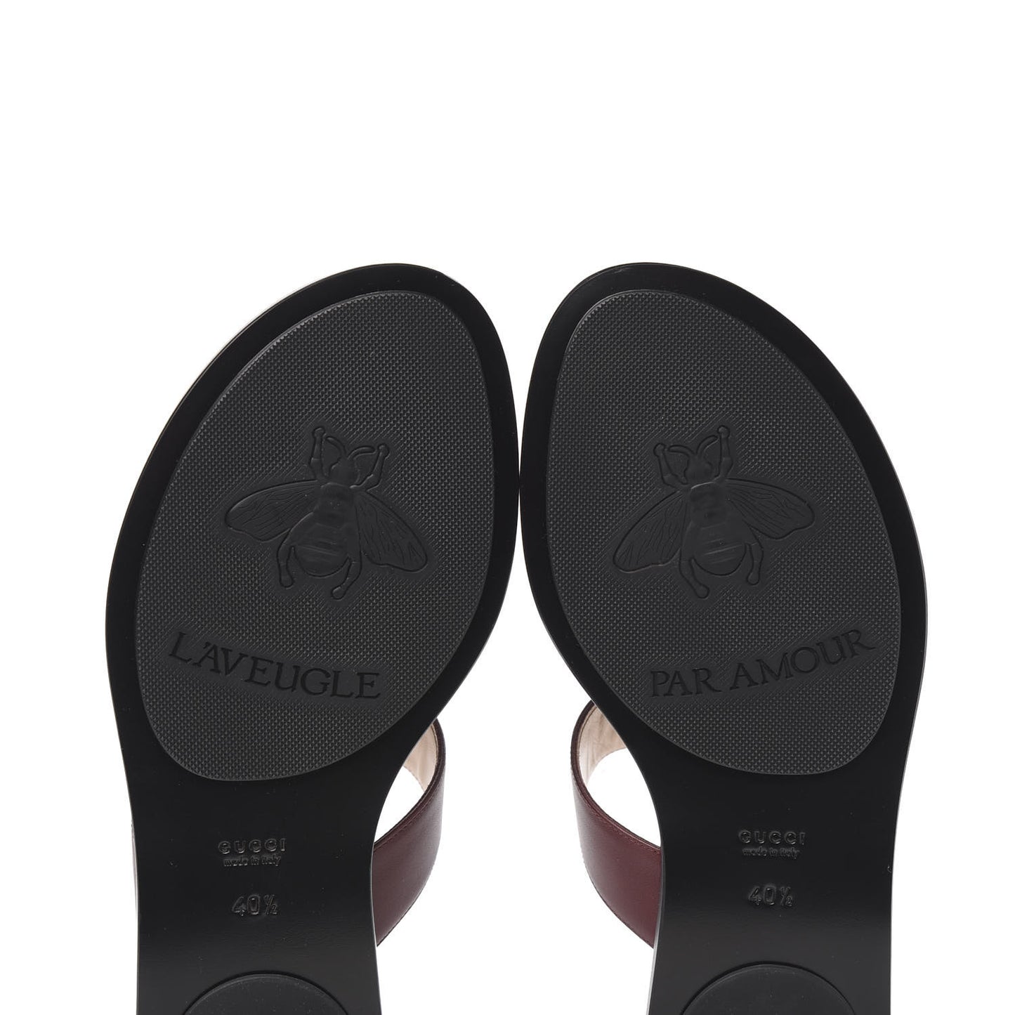Calfskin GG Marmont Thong Sandals 40.5 Vintage Bordeaux