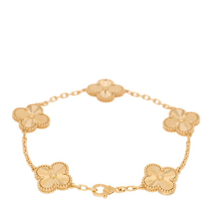 Van Cleef & Arpels 18K Yellow Gold 5 Motifs Guilloche Vintage Alhambra Bracelet 3 of 5