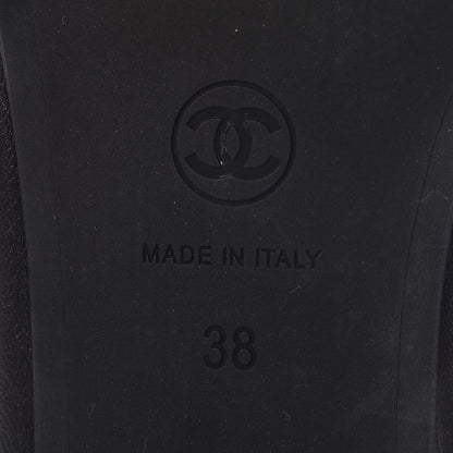 Chanel Lambskin CC Elastic Cap Toe Ballerina Flats 38 Black 10 of 12