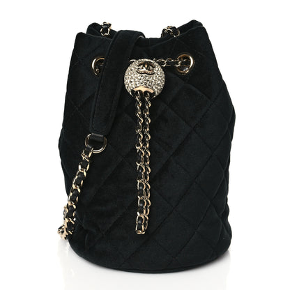 Chanel Velvet Quilted Pearl Crush Drawstring Bag Black 1 of 11