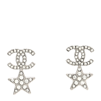Chanel Crystal CC Starfall Drop Earrings Silver 1 of 4