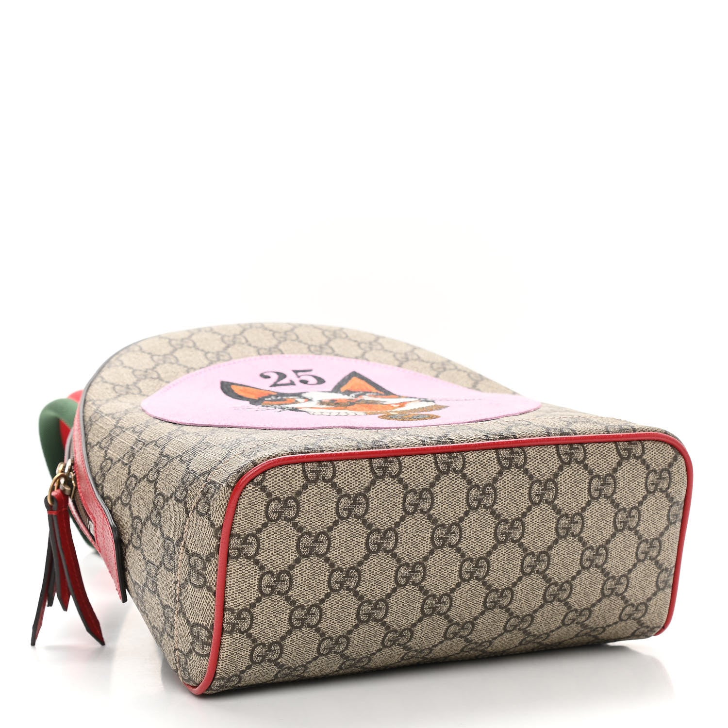 Gucci GG Supreme Monogram Web Bosco Patch Dome Backpack Beige Malva Hibiscus Red 4 of 10