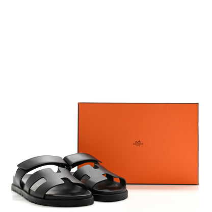 Hermes Calfskin Womens Chypre Sandals 38.5 Black 9 of 9