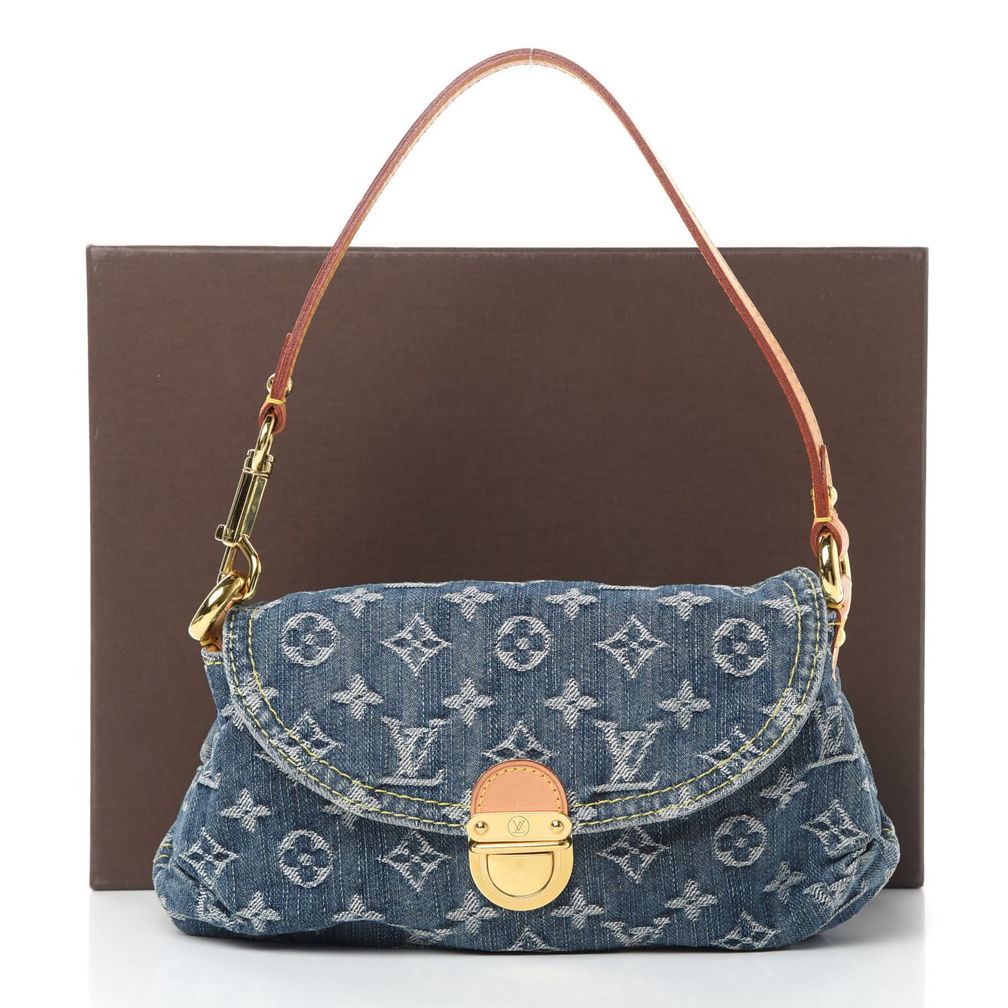 Monogram Denim Mini Pleaty Blue