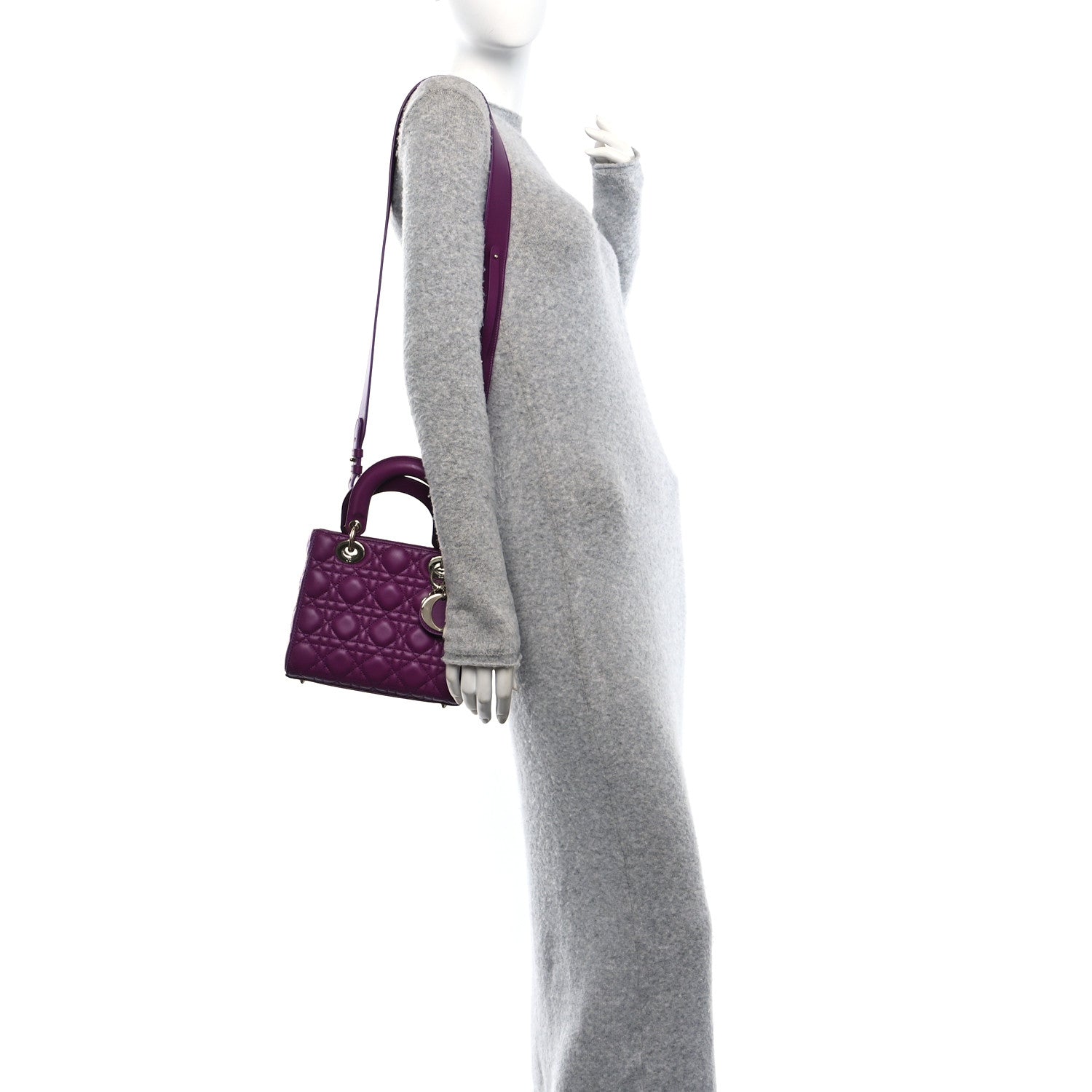 Christian Dior Lambskin Cannage Small My ABCDior Lady Dior Purple 2 of 10