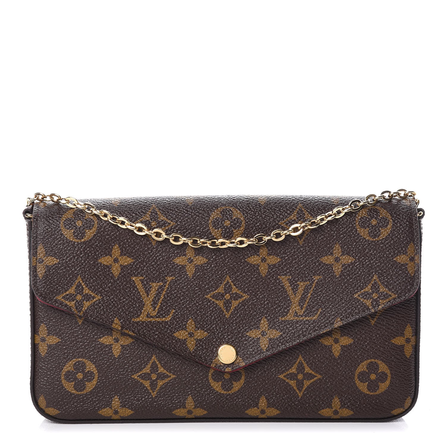 Louis Vuitton Monogram Pochette Felicie Chain Wallet Fuchsia 1 of 23