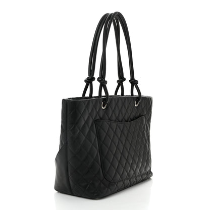 Chanel Calfskin Quilted Large Cambon Tote Black White 3 of 10