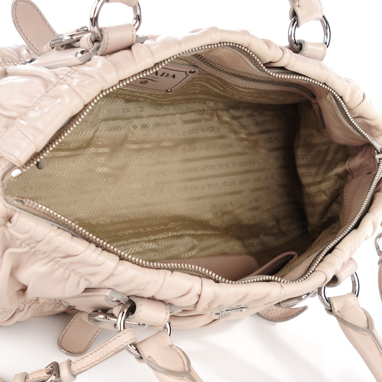 Nappa Gaufre Shopping Satchel Pomice