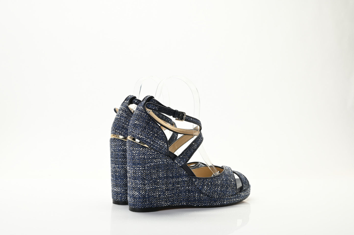 Tweed Alanah 105 Wedge Sandals 39.5 Blue