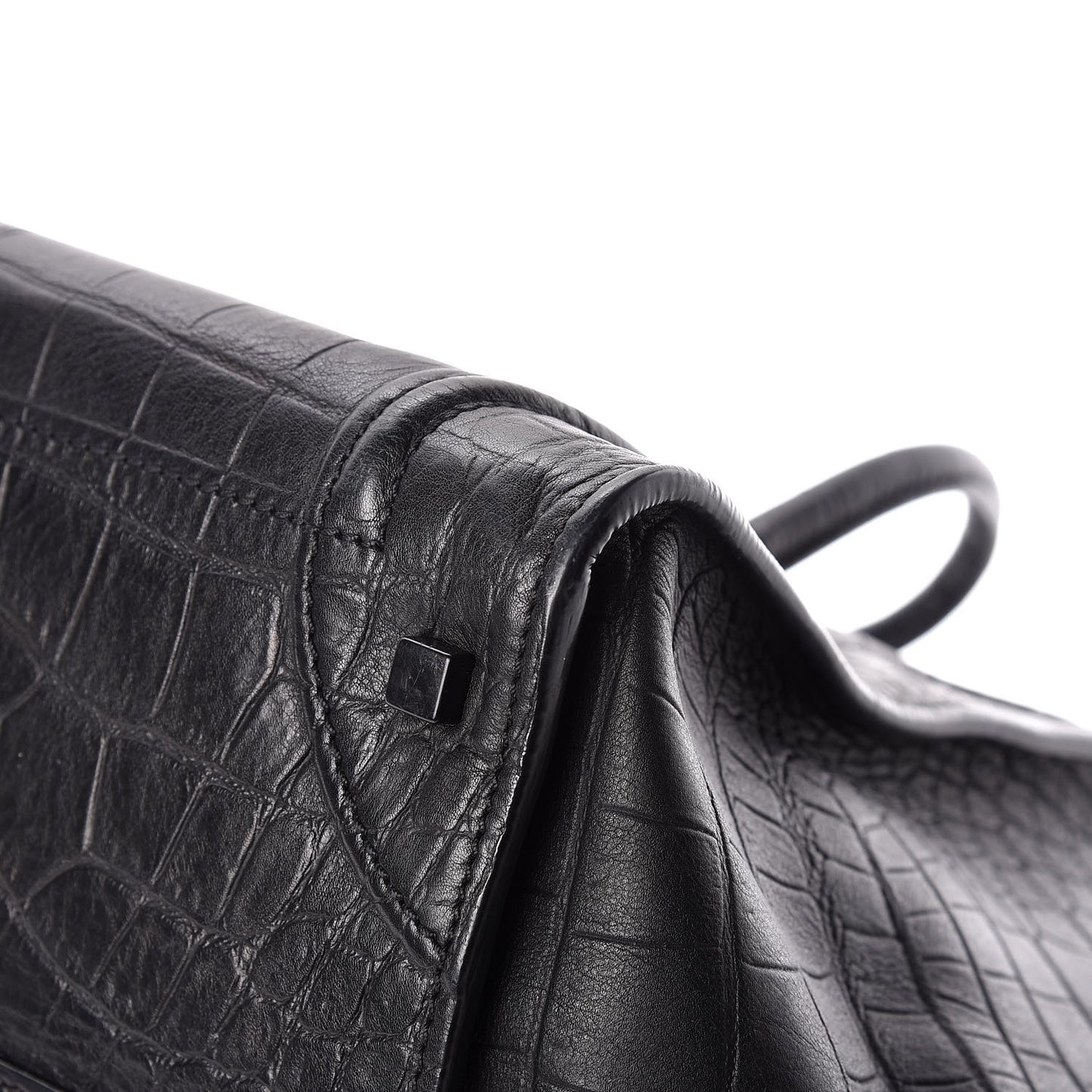 Crocodile Embossed Calfskin Medium Phantom Luggage Black