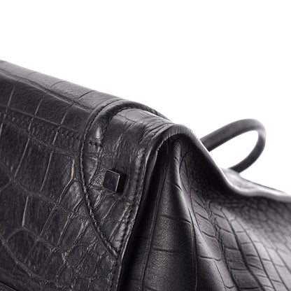 Celine Crocodile Embossed Calfskin Medium Phantom Luggage Black 16 of 18