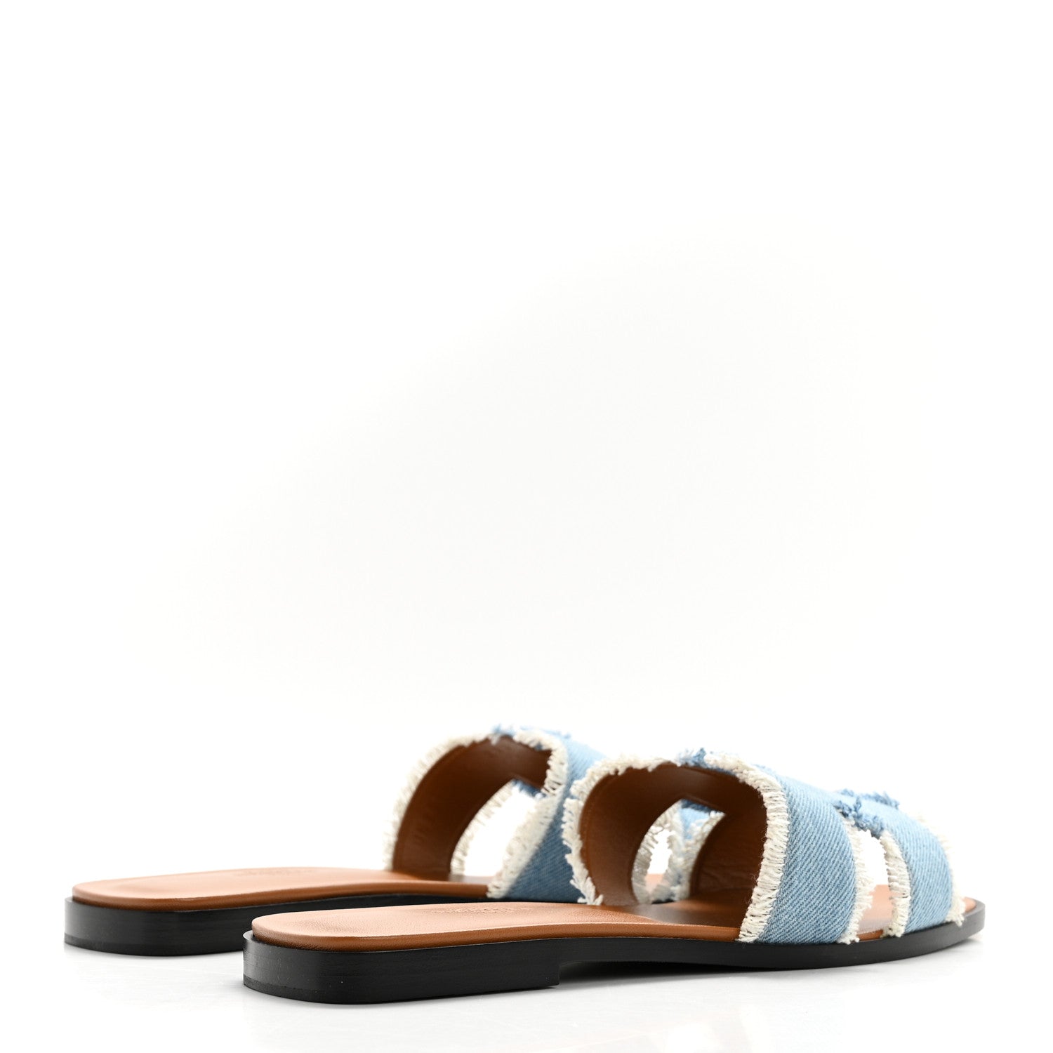 Hermes Denim Oran Fringe Sandals 39 Bleu Clair 4 of 9