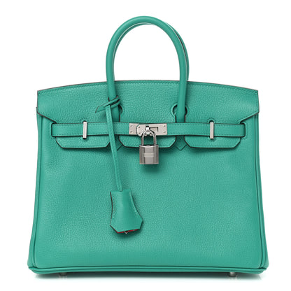 Hermes Taurillon Novillo Verso Birkin 25 Vert Verone Rose Lipstick 1 of 11