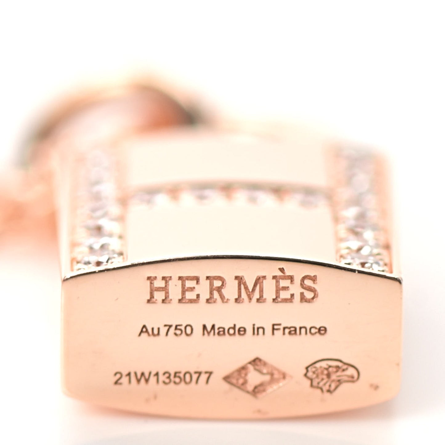 18K Rose Gold Diamond Amulettes Cadenas Pendant Necklace