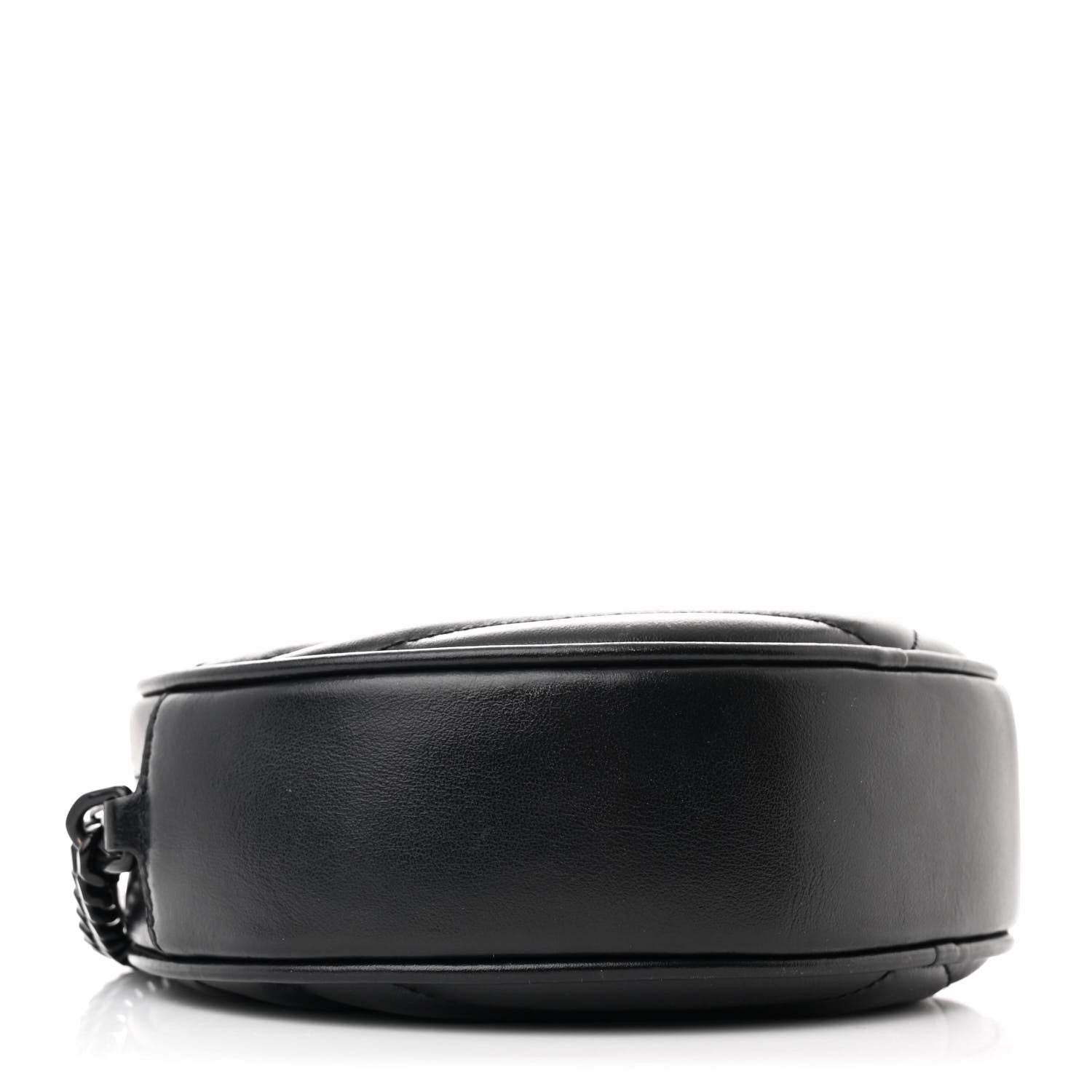 Saint Laurent Calfskin Matelasse Chevron Round Vinyle Camera Bag Black 4 of 10