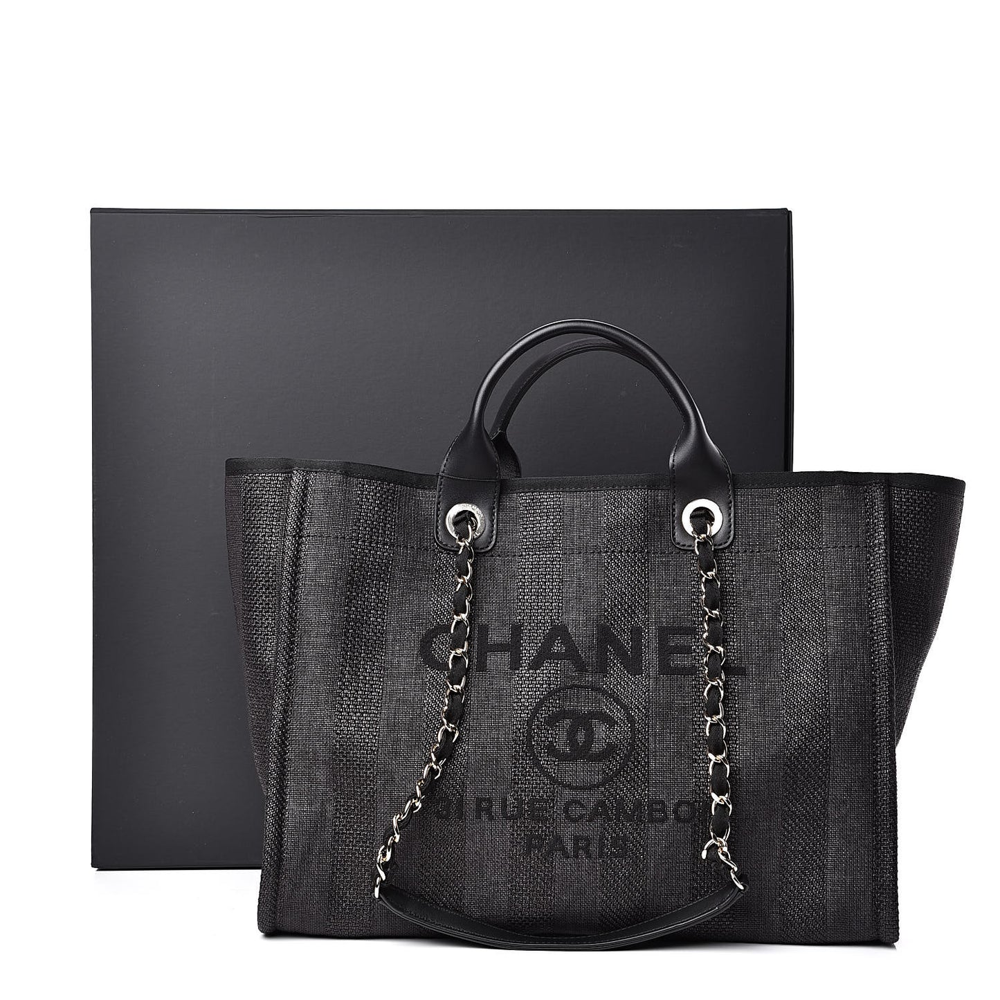 Mixed Fibers Striped Large Deauville Tote Black