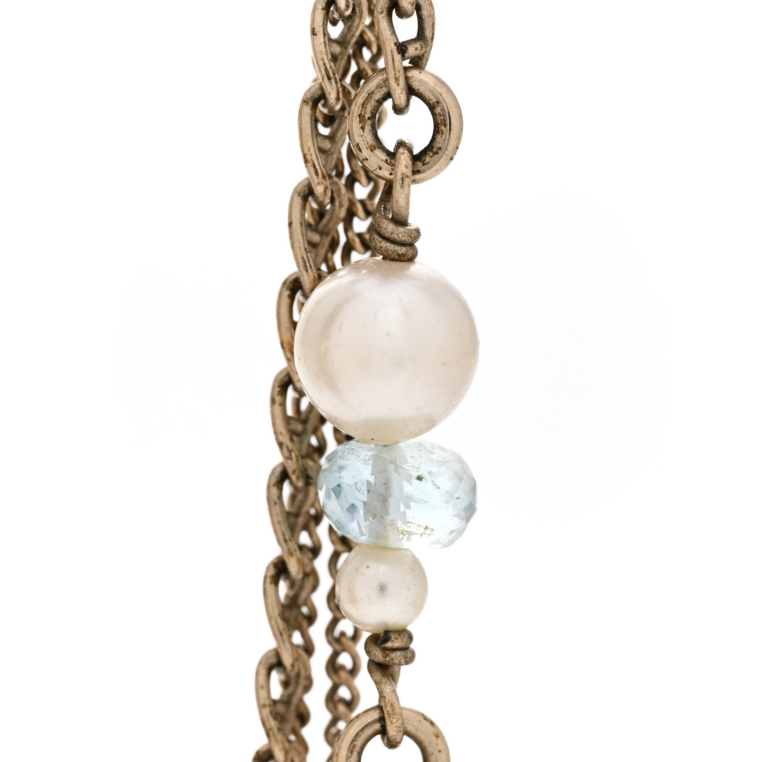 Chanel Chain Pearl CC Drop Earrings Light Gold 5 of 6