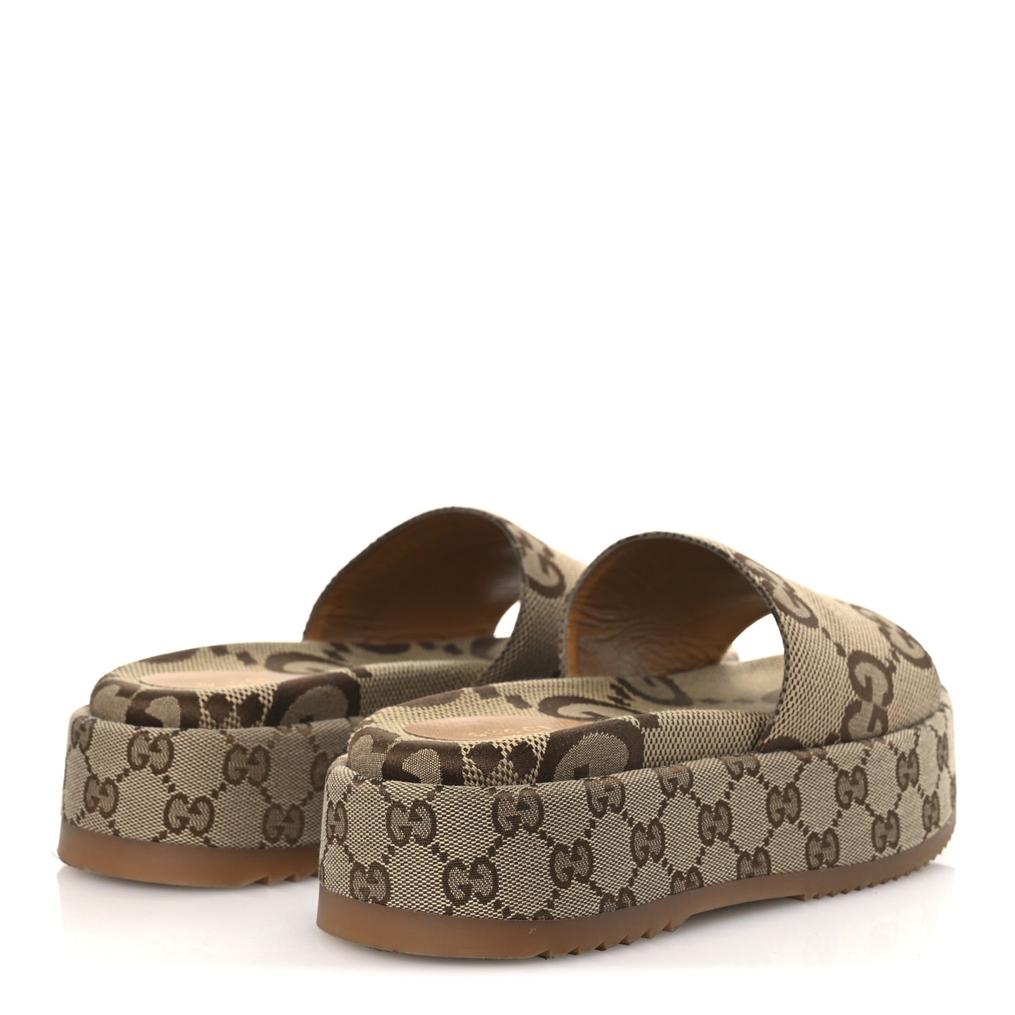 Monogram Maxi GG Angelina Platform 55mm Slide Sandals 39.5 Camel Ebony