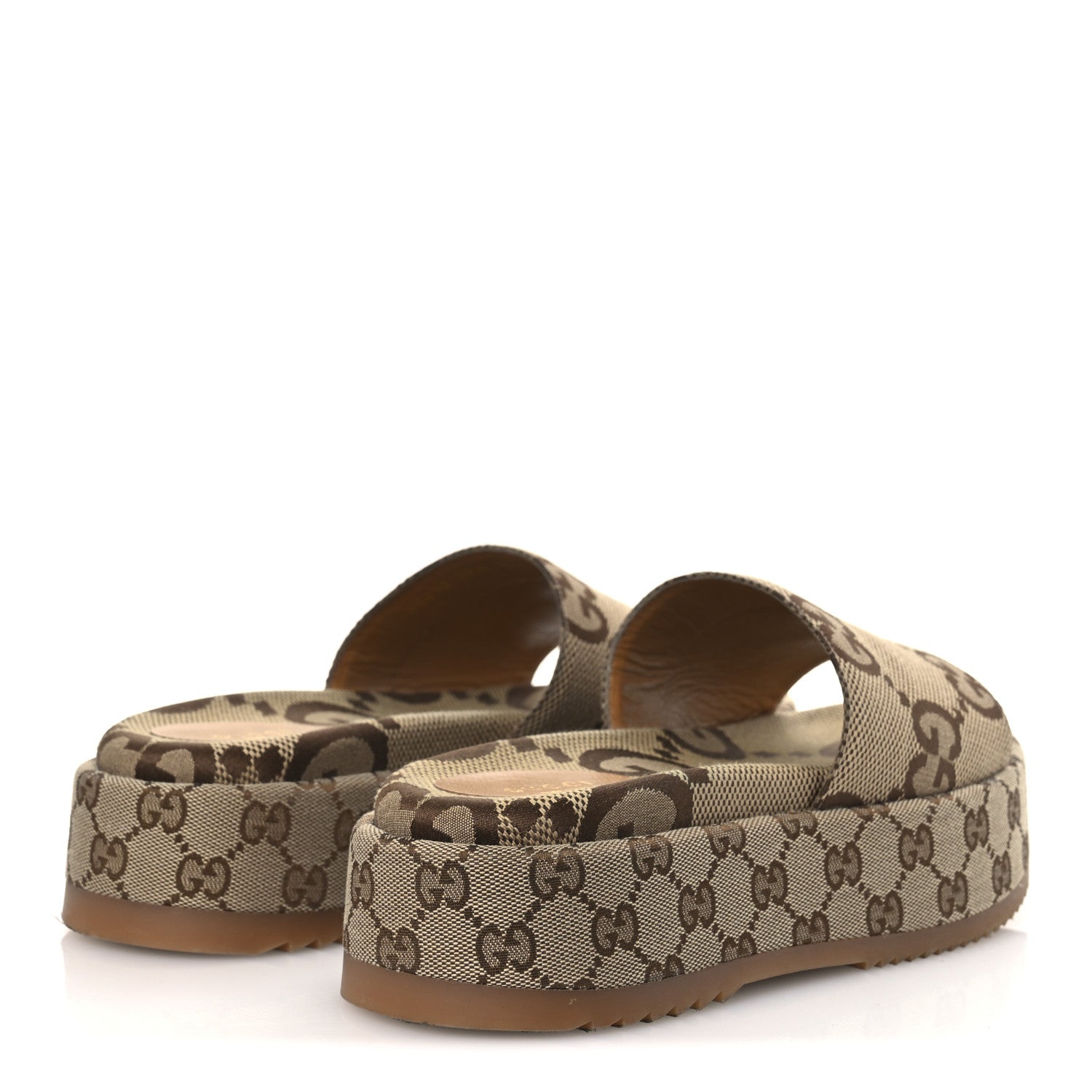 Gucci Monogram Maxi GG Angelina Platform 55mm Slide Sandals 39.5 Camel Ebony 5 of 11
