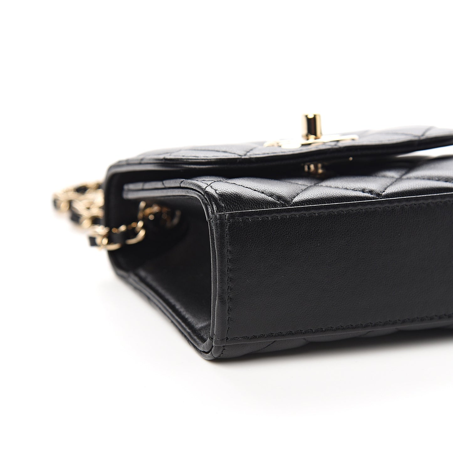 Lambskin Quilted Mini Trendy CC Chain Wallet Black
