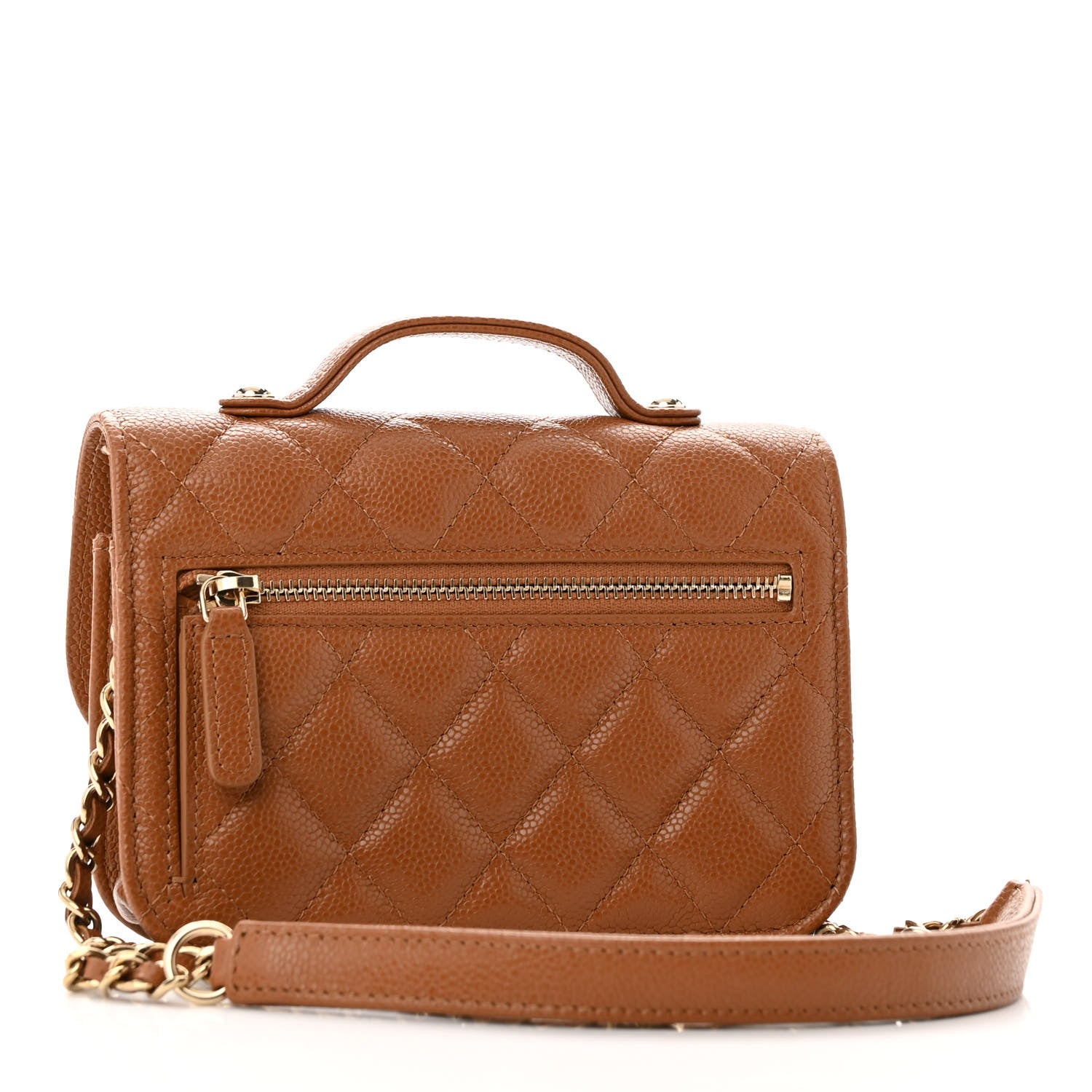 Chanel Caviar Quilted Business Affinity Clutch With Chain Flap Camel 3 of 13