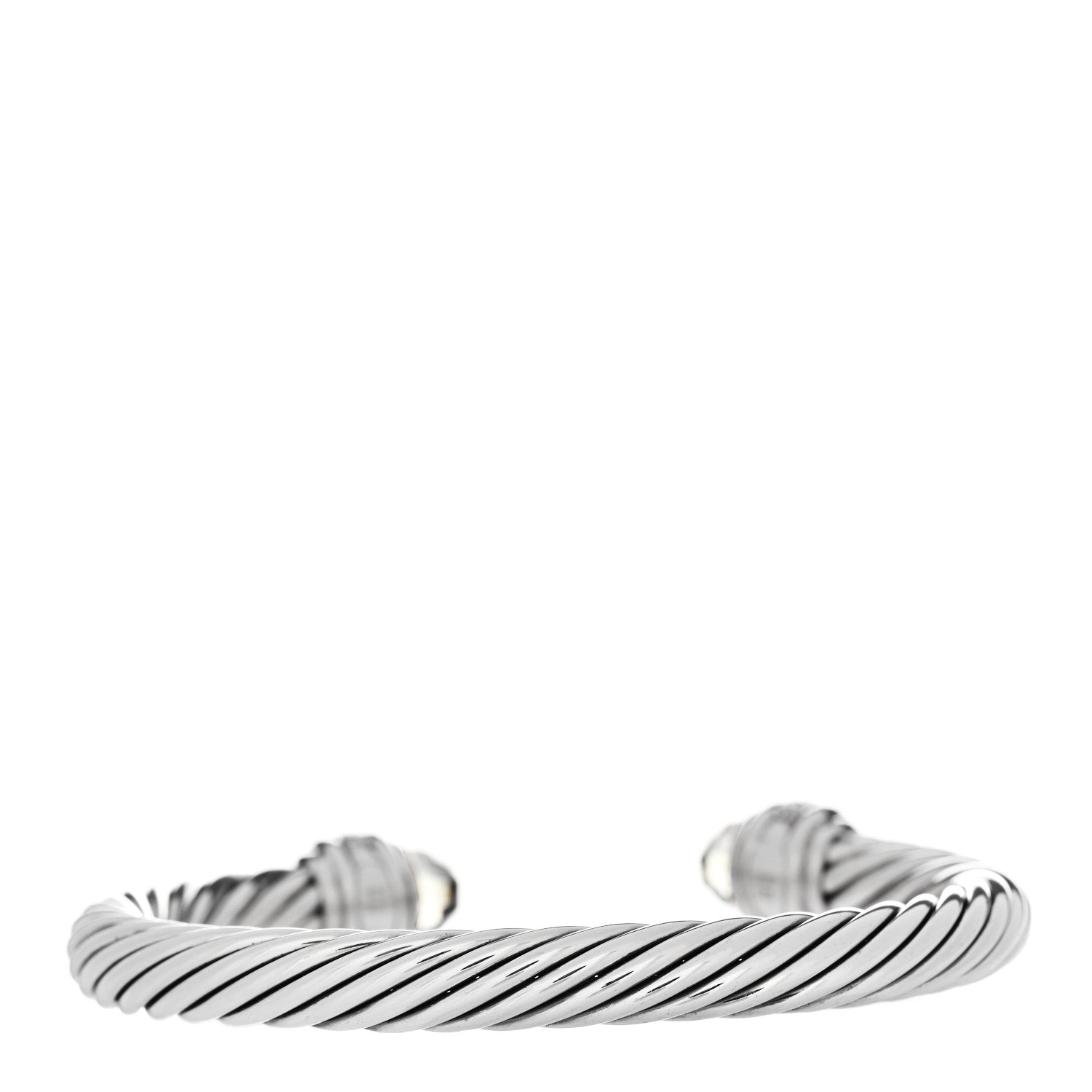 David Yurman Sterling Silver Diamond Prasiolite 7mm Cable Classics Bracelet 2 of 3