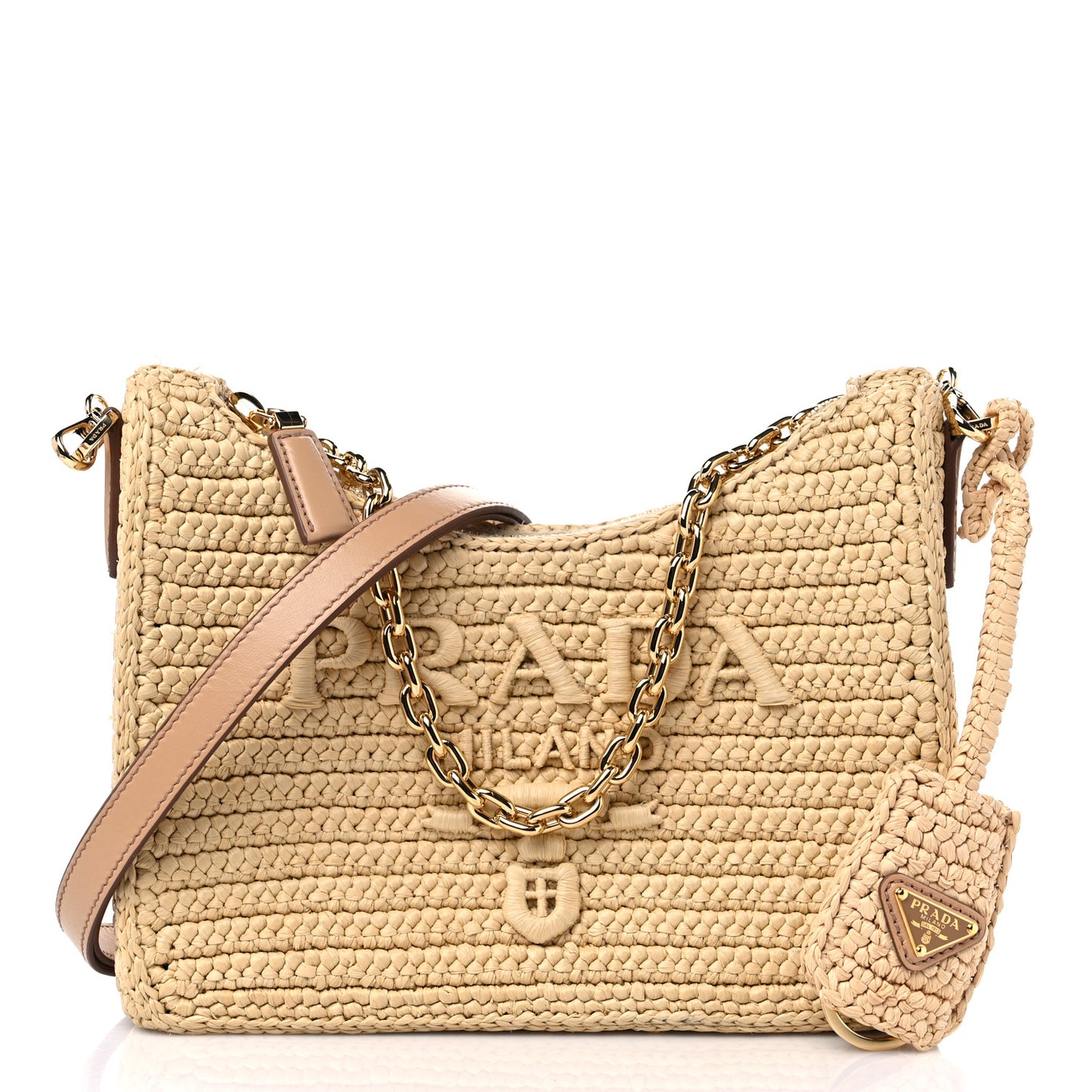 Yarn Raffia Effect Crochet Mini Re-Edition 2000 Shoulder Bag Naturale