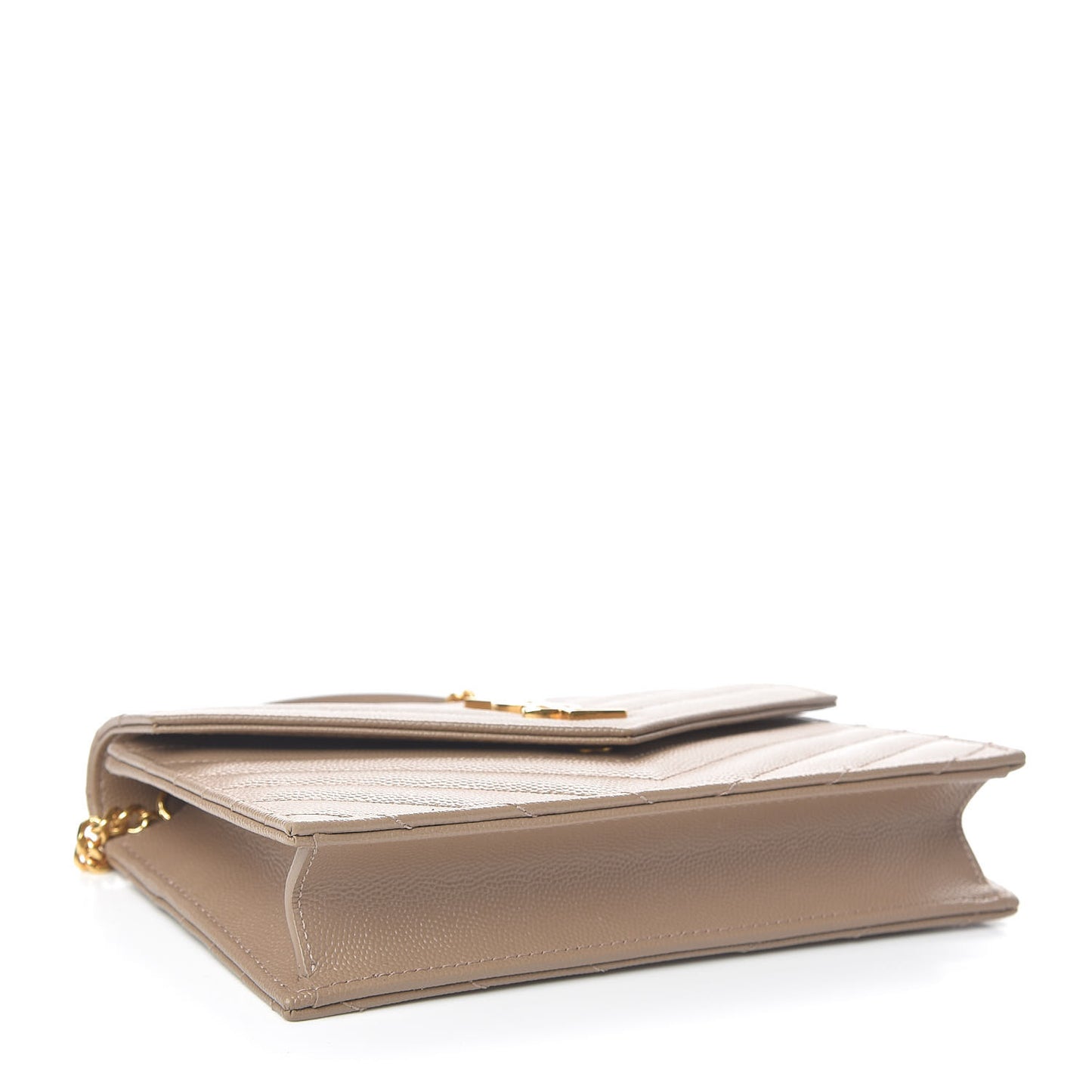 Grain De Poudre Matelasse Chevron Monogram Envelope Chain Wallet Taupe
