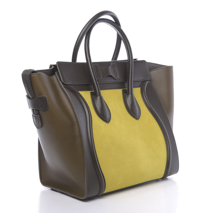 Celine Nubuck Smooth Calfskin Mini Tri-Color Luggage Chartreuse 3 of 9