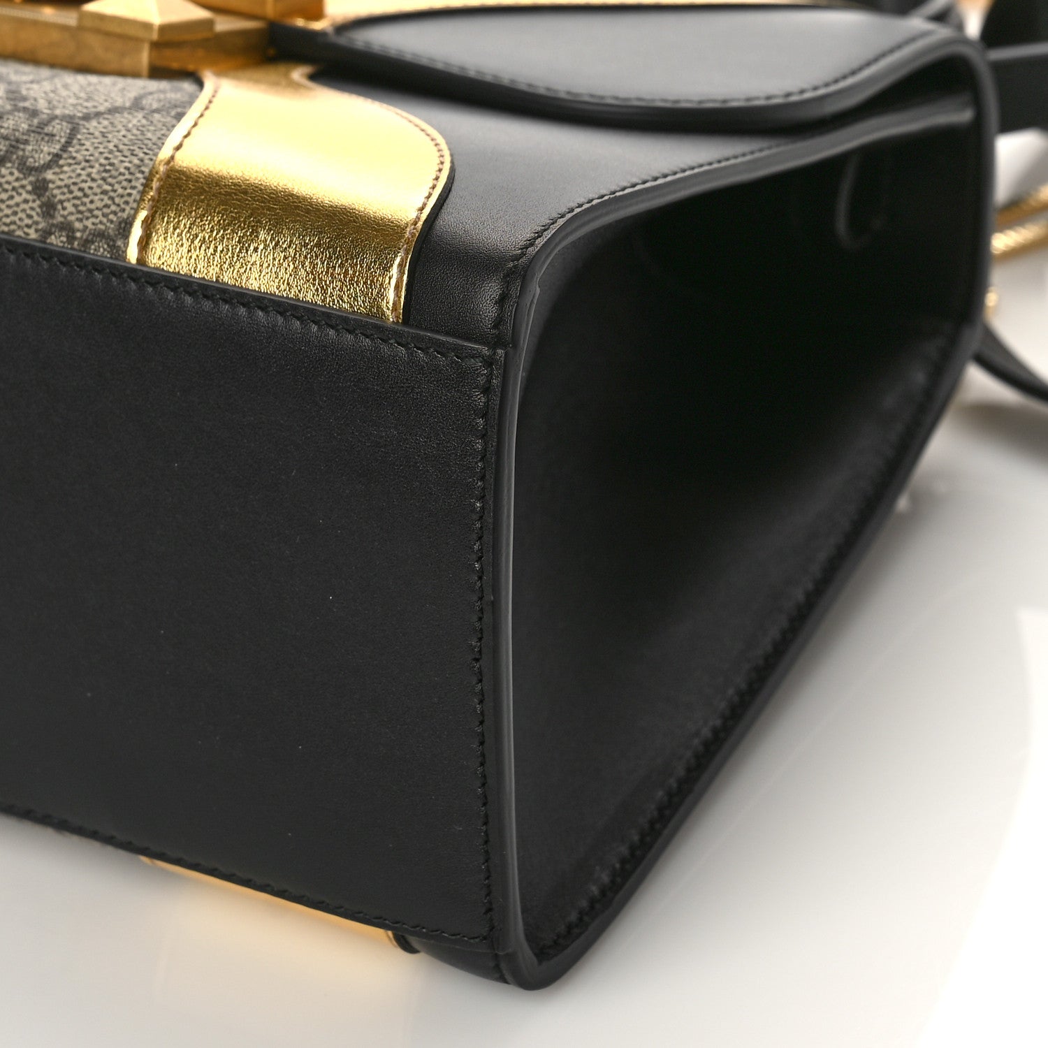 Gucci GG Supreme Monogram Small Osiride Top Handle Bag Black Gold 9 of 9