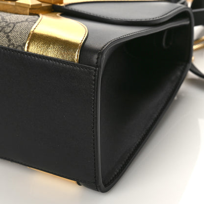 Gucci GG Supreme Monogram Small Osiride Top Handle Bag Black Gold 9 of 9