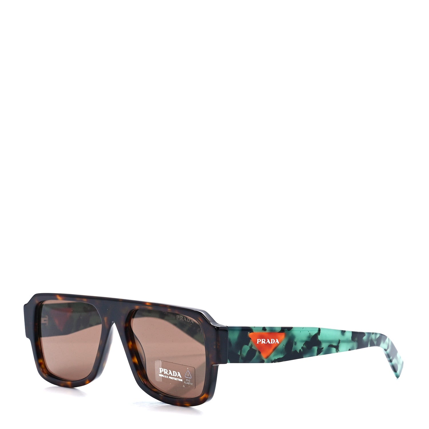 Prada Acetate Symbole Sunglasses SPR 22Y Tortoise Green 1 of 7