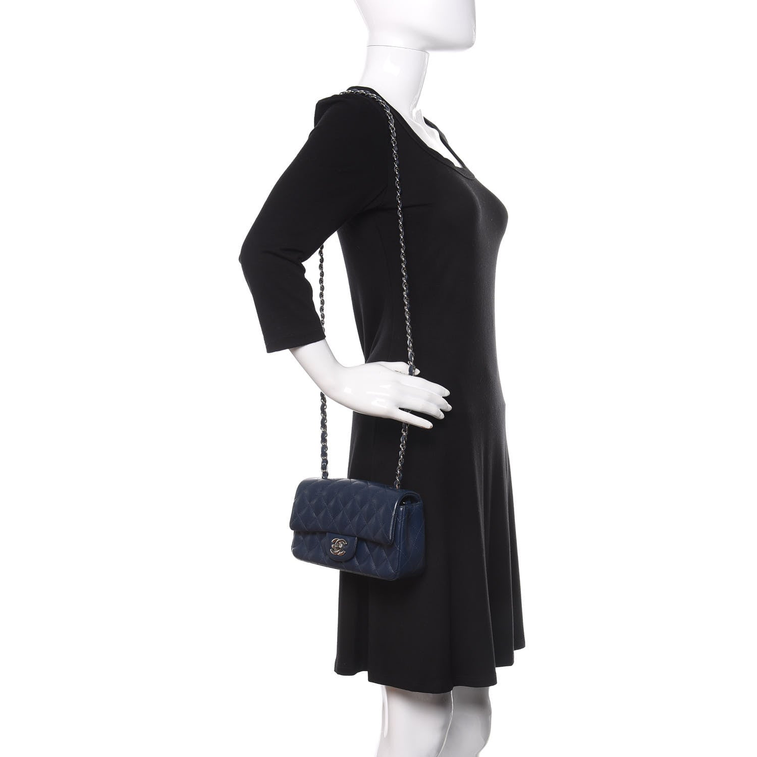 Chanel Caviar Quilted Mini Rectangular Flap Navy 2 of 10