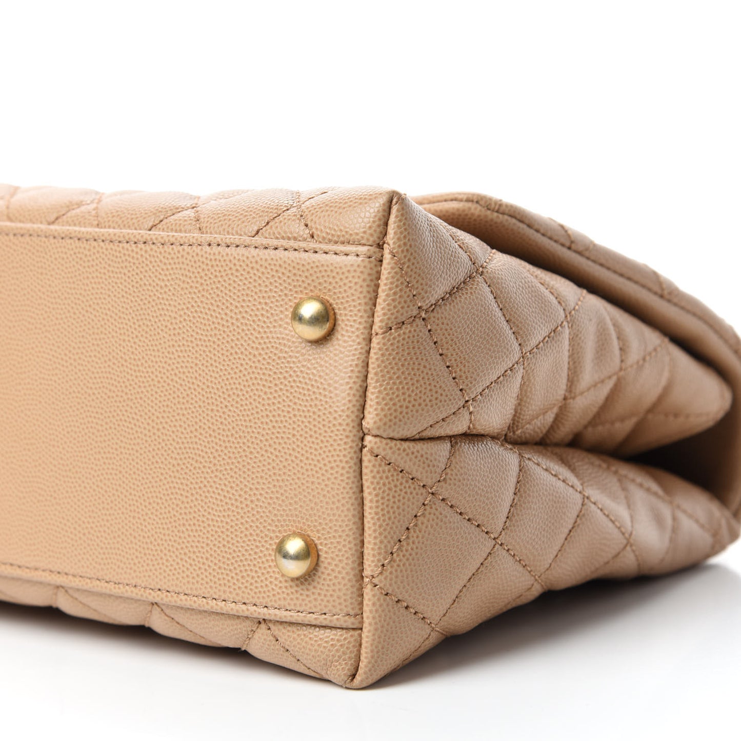 Caviar Quilted Small Coco Handle Flap Light Beige