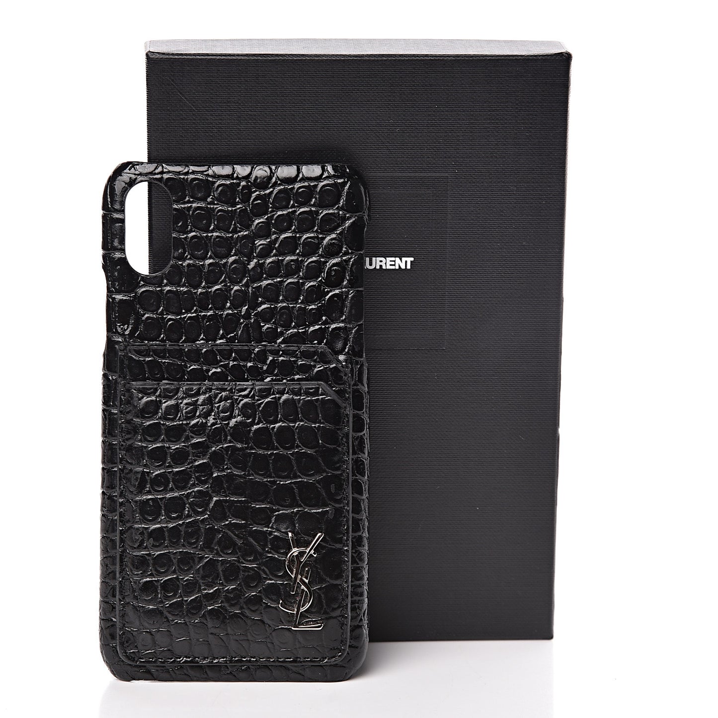 Calfskin Crocodile Embossed iPhone XS Case Black