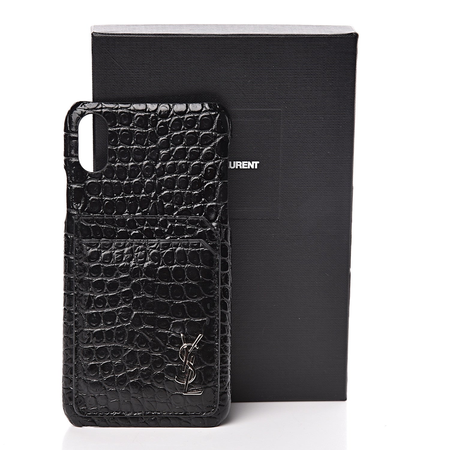Saint Laurent Calfskin Crocodile Embossed iPhone XS Case Black 7 of 7