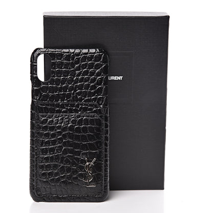 Saint Laurent Calfskin Crocodile Embossed iPhone XS Case Black 7 of 7