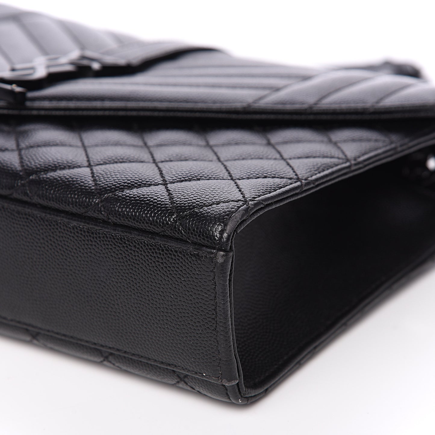 Grain De Poudre Textured Mixed Matelasse Triquilt Medium Monogram Satchel Black