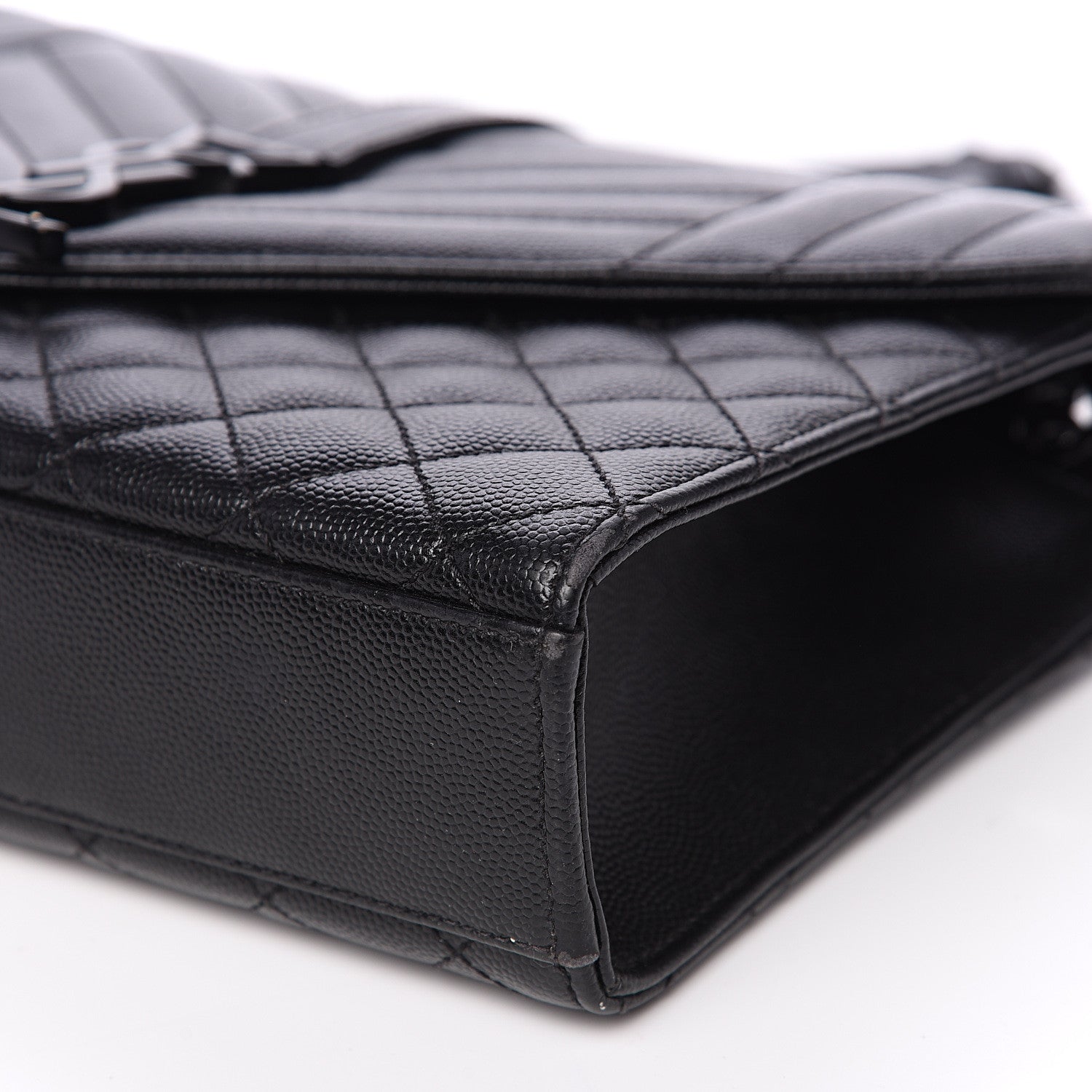 Saint Laurent Grain De Poudre Textured Mixed Matelasse Triquilt Medium Monogram Satchel Black 8 of 9
