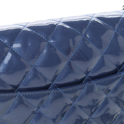 Chanel Patent Quilted Jumbo Double Flap Blue 10 of 20