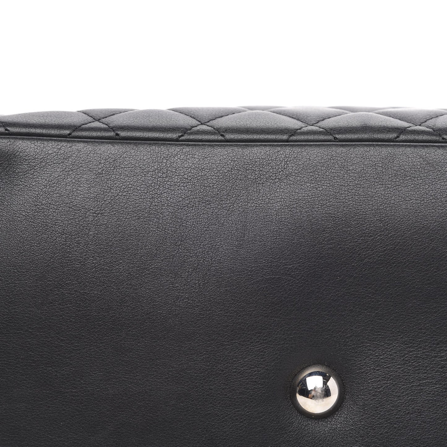 Calfskin Quilted Large Cambon Tote Black White