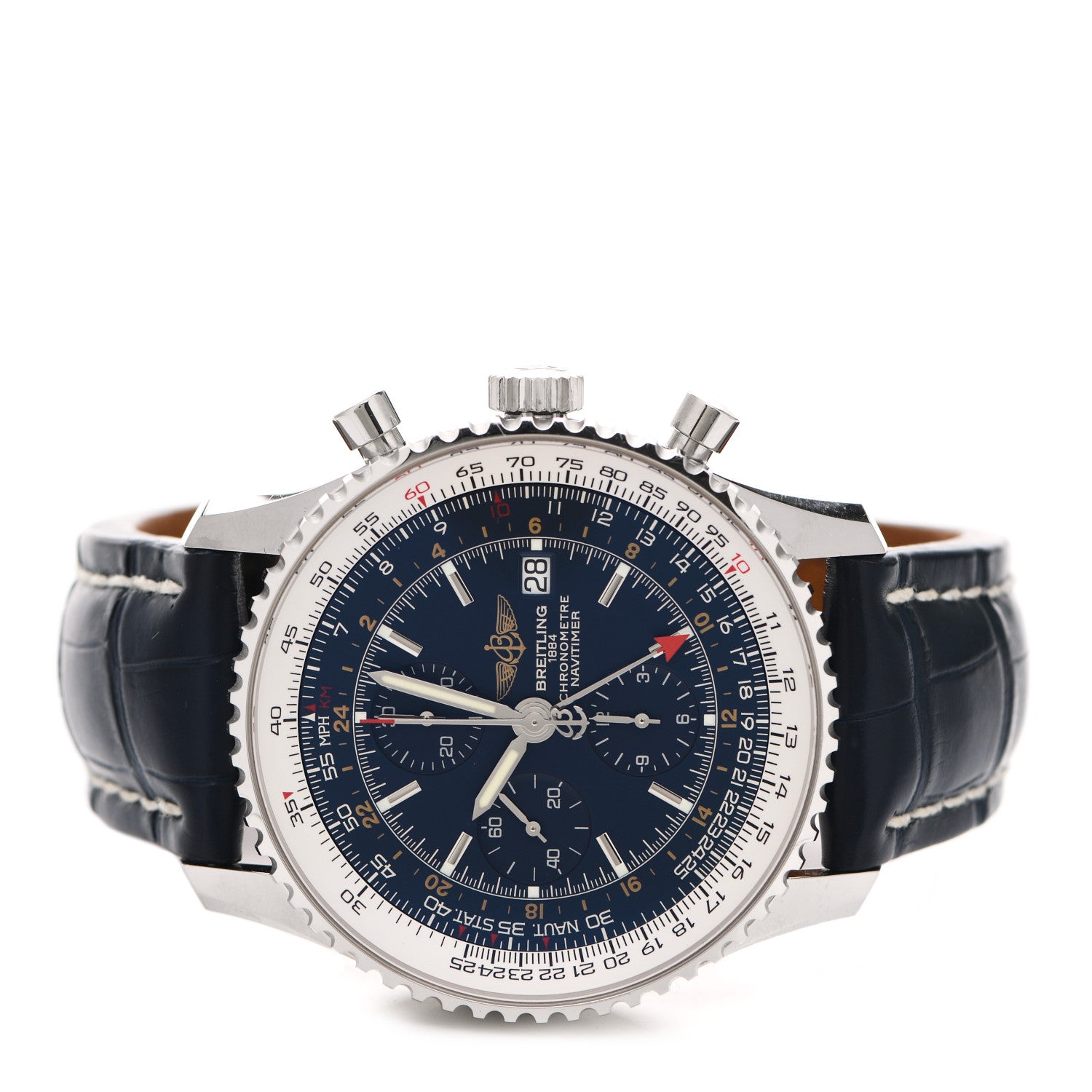 Breitling Stainless Steel Alligator 46mm 1884 Chronometre Navitimer Automatic Watch Blue A24322 2 of 5