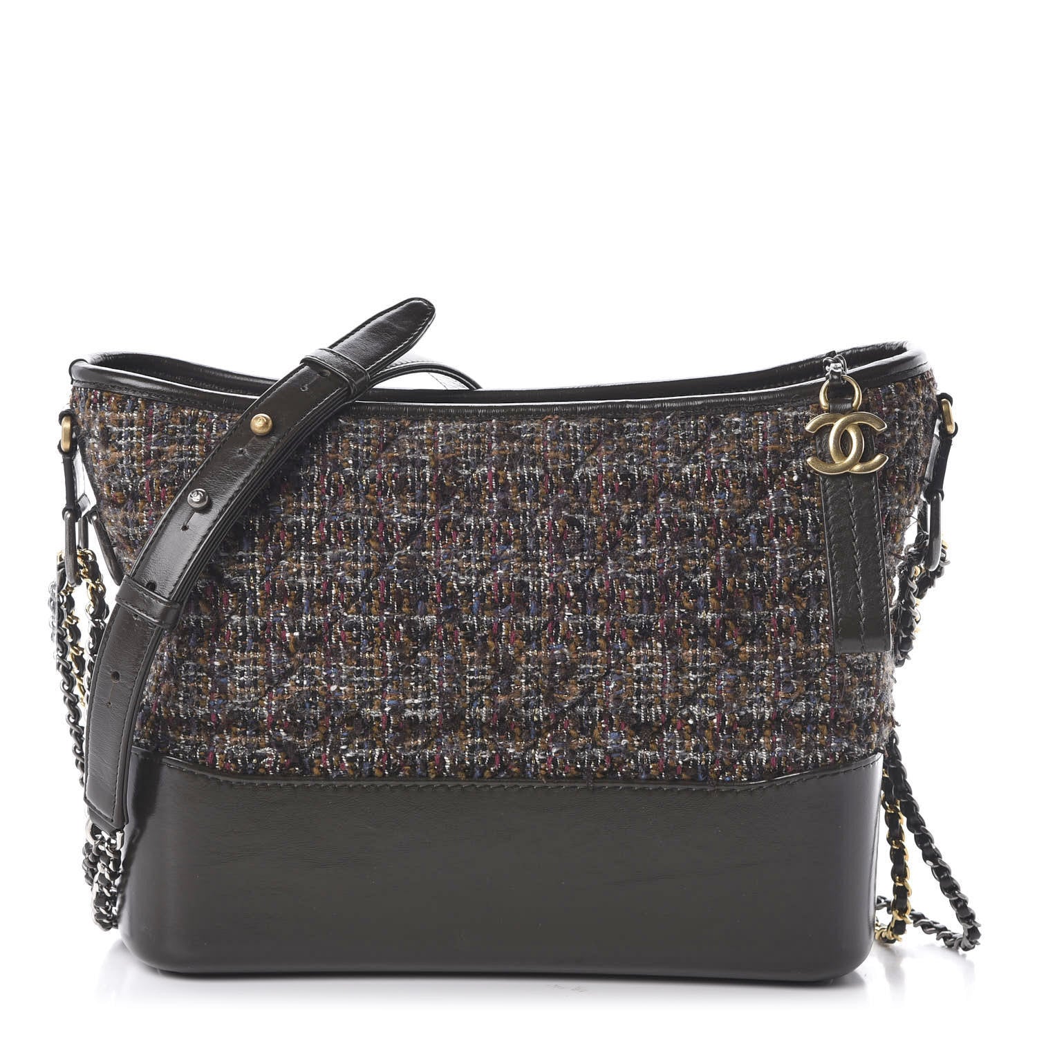 Chanel Tweed Calfskin Medium Gabrielle Hobo Brown 1 of 11