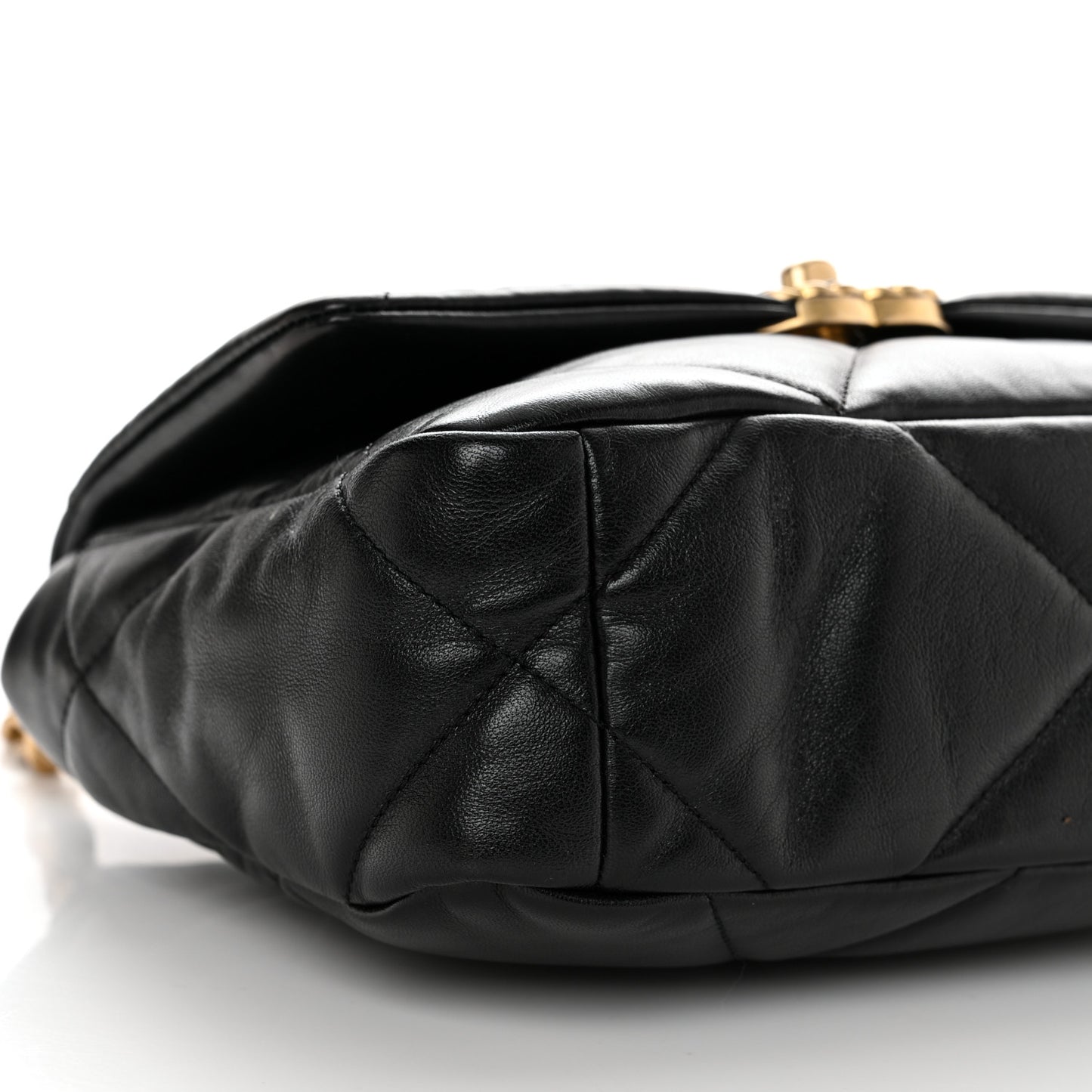 Shiny Goatskin Quilted Medium Chanel 19 Flap Black