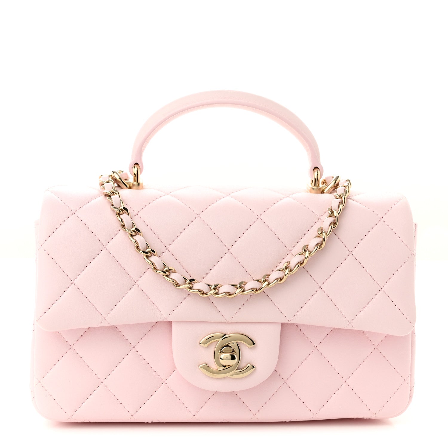 Chanel Lambskin Quilted Mini Top Handle Rectangular Flap Light Pink 1 of 10