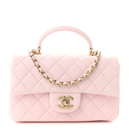 Chanel Lambskin Quilted Mini Top Handle Rectangular Flap Light Pink 1 of 10